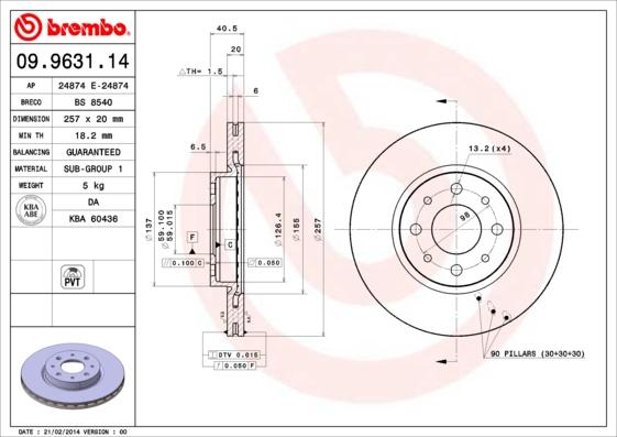 Brembo 09.9631.14 - Discofreno autozon.pro