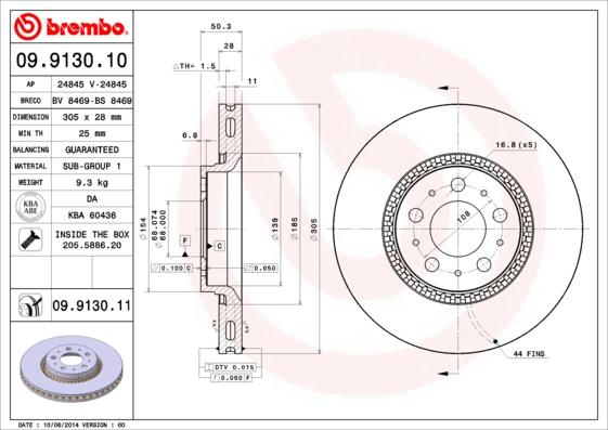 Brembo 09.9130.10 - Discofreno autozon.pro