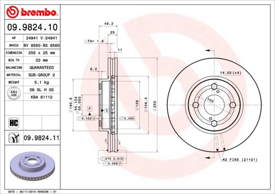 Brembo 09.9824.10 - Discofreno autozon.pro