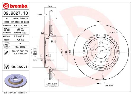 Brembo 09.9827.10 - Discofreno autozon.pro