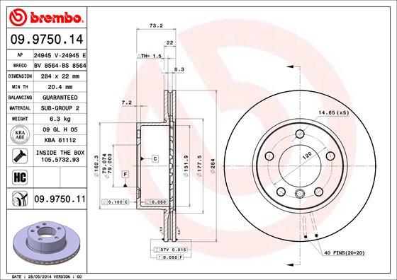 Brembo 09.9750.11 - Discofreno autozon.pro