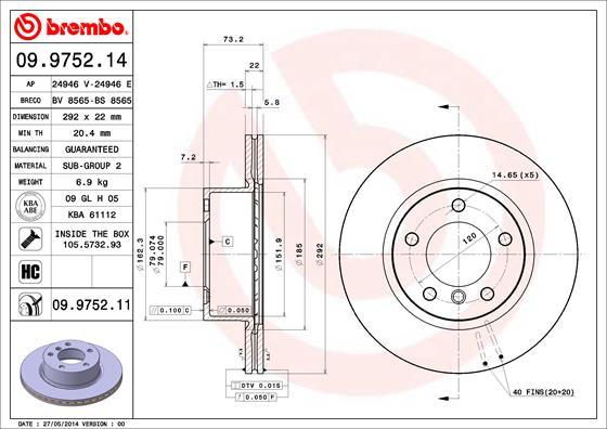 Brembo 09.9752.11 - Discofreno autozon.pro