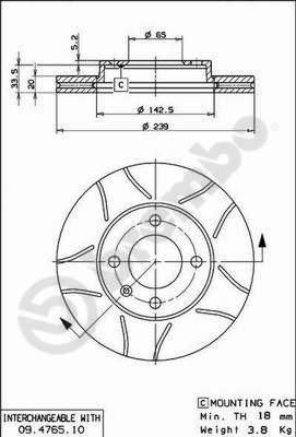 Brembo 09.4765.75 - Discofreno autozon.pro