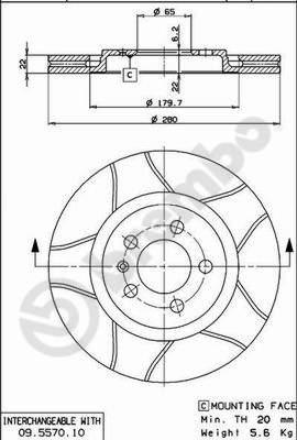 Brembo 09.5570.75 - Discofreno autozon.pro