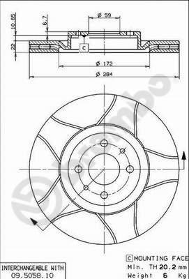 Brembo 09.5058.75 - Discofreno autozon.pro