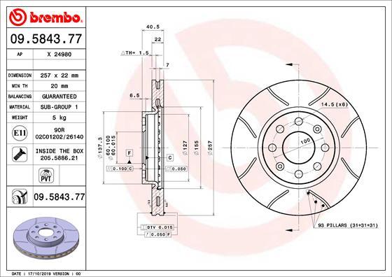 Brembo 09.5843.77 - Discofreno autozon.pro