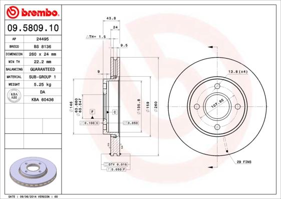 Brembo 09.5809.10 - Discofreno autozon.pro