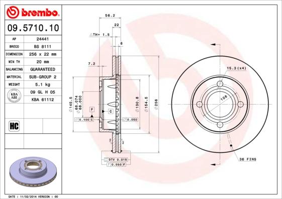 Brembo 09.5710.10 - Discofreno autozon.pro