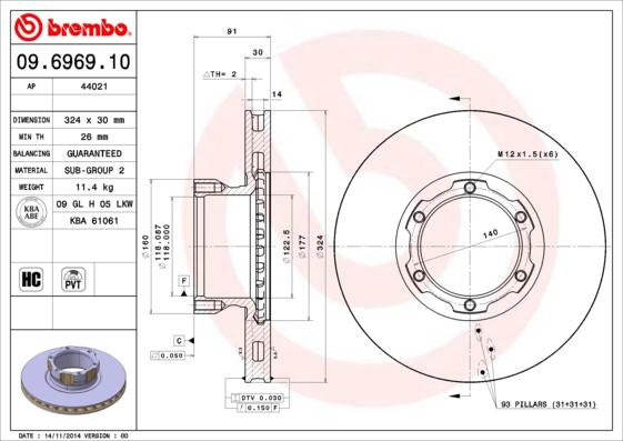 Brembo 09.6969.10 - Discofreno autozon.pro