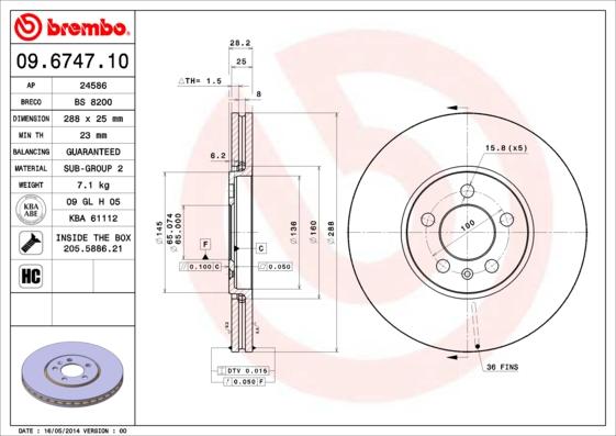 Brembo 09.6747.10 - Discofreno autozon.pro