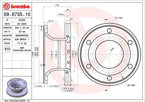 Brembo 09.6735.10 - Discofreno autozon.pro