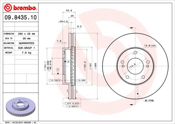 Brembo 09.8435.10 - Discofreno autozon.pro