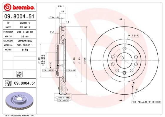 Brembo 09.8004.51 - Discofreno autozon.pro