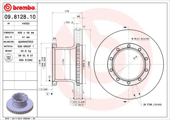 Brembo 09.8128.10 - Discofreno autozon.pro