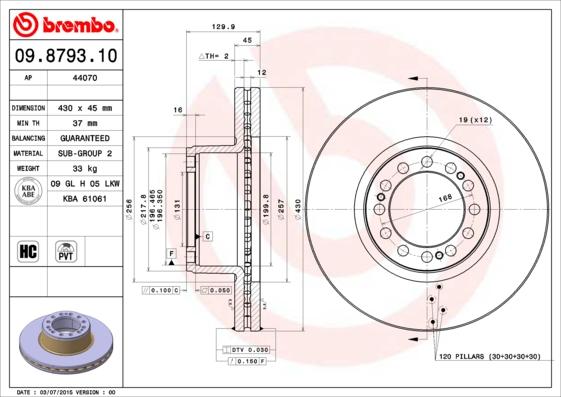 Brembo 09.8793.10 - Discofreno autozon.pro