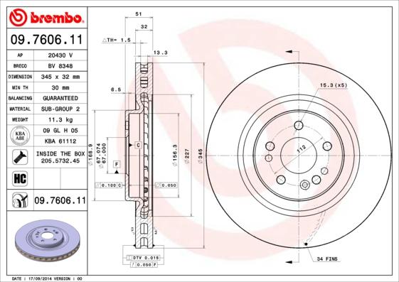 Brembo 09.7606.11 - Discofreno autozon.pro