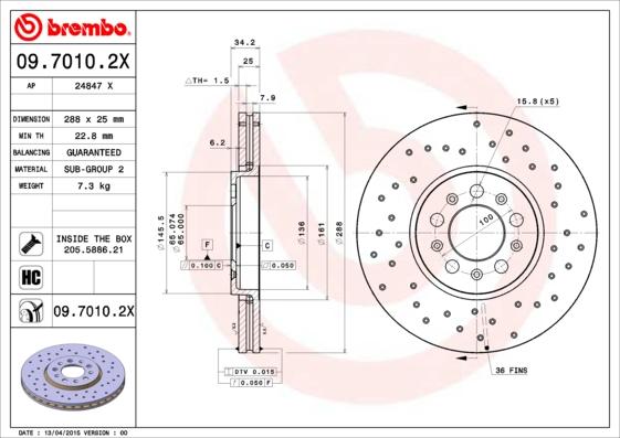 Brembo 09.7010.2X - Discofreno autozon.pro