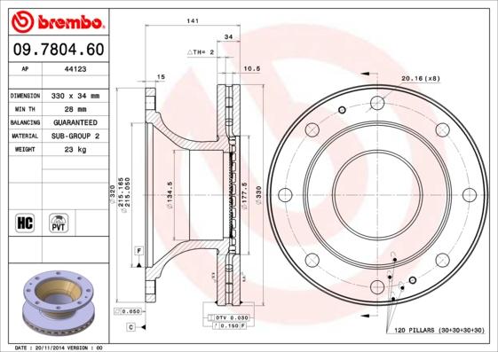 Brembo 09.7804.60 - Discofreno autozon.pro