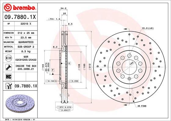 Brembo 09.7880.1X - Discofreno autozon.pro