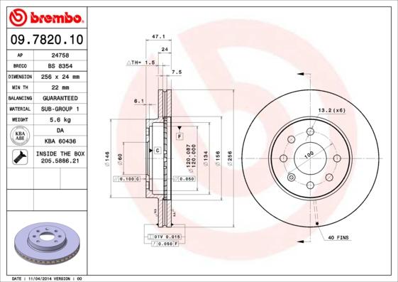 Brembo 09.7820.10 - Discofreno autozon.pro