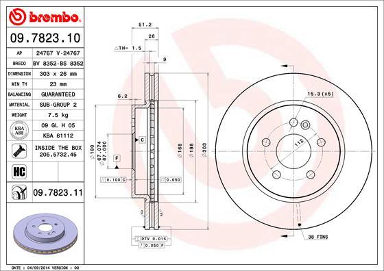 Brembo 09.7823.10 - Discofreno autozon.pro