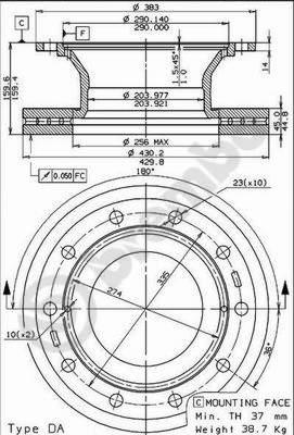 Brembo 09.7383.20 - Discofreno autozon.pro