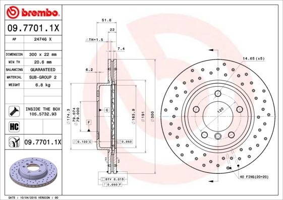 Brembo 09.7701.1X - Discofreno autozon.pro