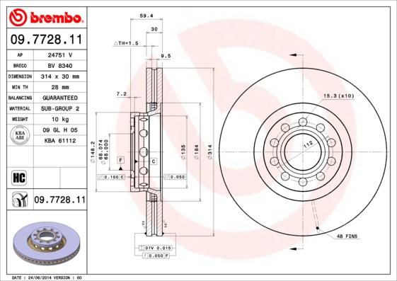 Brembo 09.7728.11 - Discofreno autozon.pro