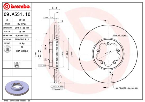 Brembo 09.A531.10 - Discofreno autozon.pro