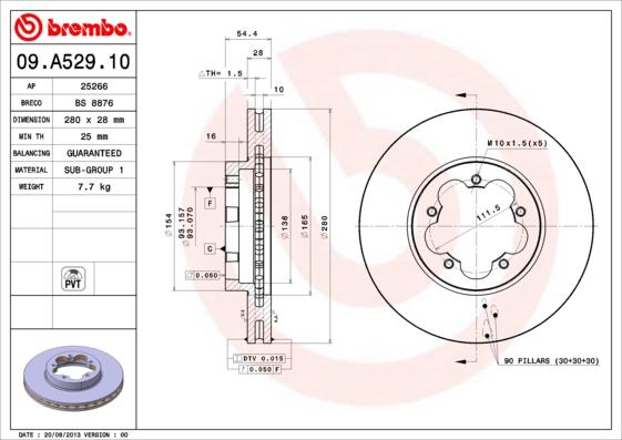 Brembo 09.A529.10 - Discofreno autozon.pro