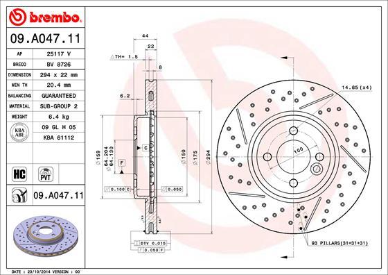 Brembo 09.A047.11 - Discofreno autozon.pro