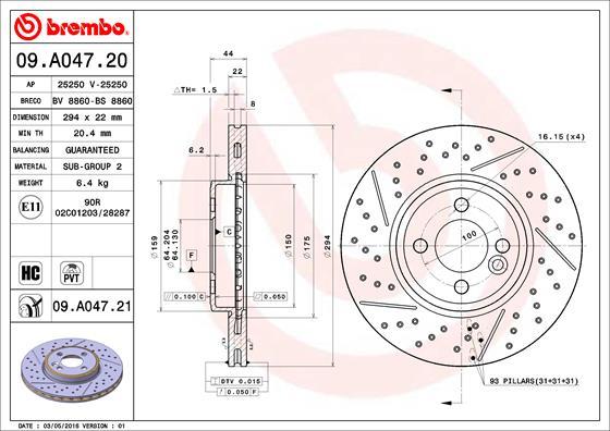 Brembo 09.A047.20 - Discofreno autozon.pro