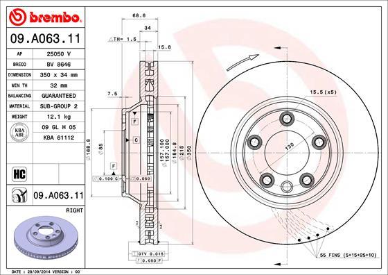 Brembo 09.A063.11 - Discofreno autozon.pro