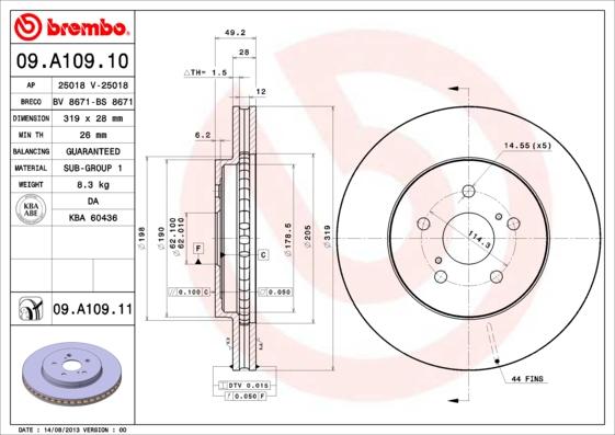 Brembo 09.A109.10 - Discofreno autozon.pro