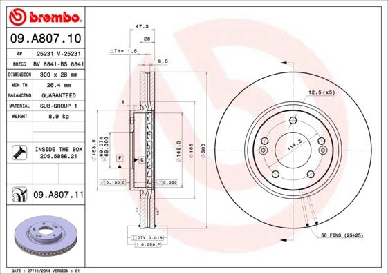 Brembo 09.A807.10 - Discofreno autozon.pro