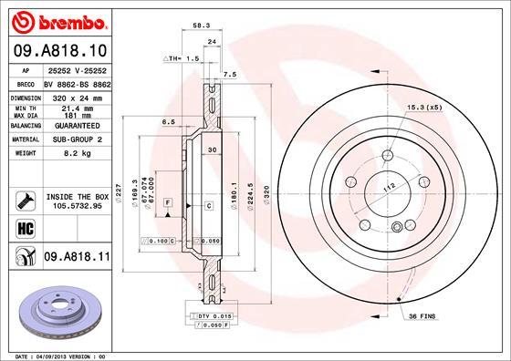 Brembo 09.A818.10 - Discofreno autozon.pro