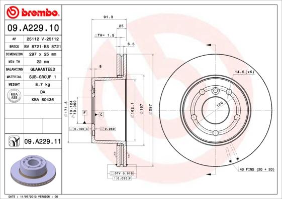 Brembo 09.A229.10 - Discofreno autozon.pro