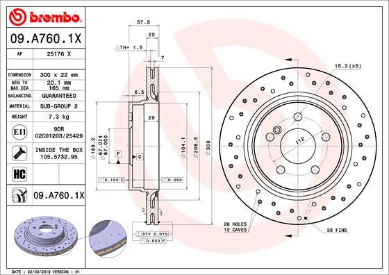 Brembo 09.A760.1X - Discofreno autozon.pro