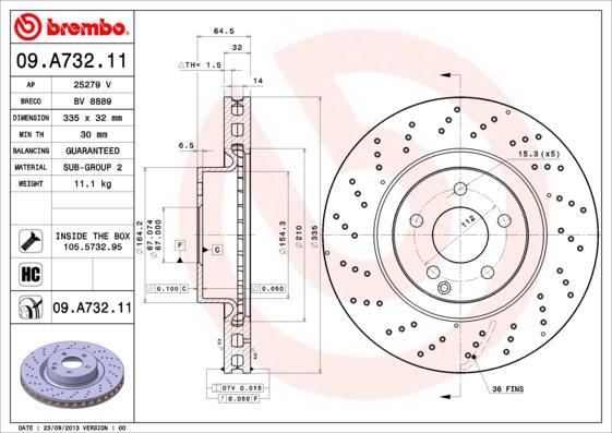 Brembo 09.A732.11 - Discofreno autozon.pro