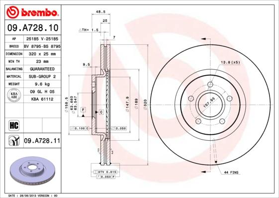 Brembo 09.A728.10 - Discofreno autozon.pro