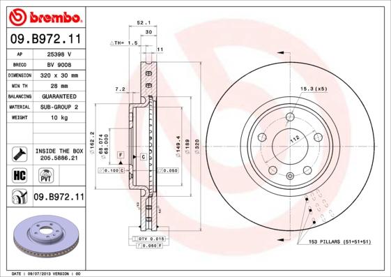 Brembo 09.B972.11 - Discofreno autozon.pro