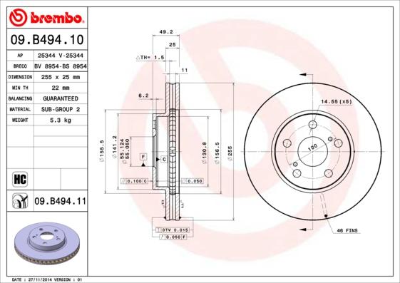 Brembo 09.B494.10 - Discofreno autozon.pro