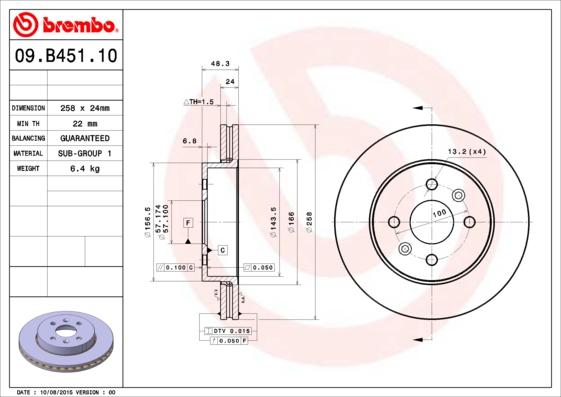 Brembo 09.B451.10 - Discofreno autozon.pro