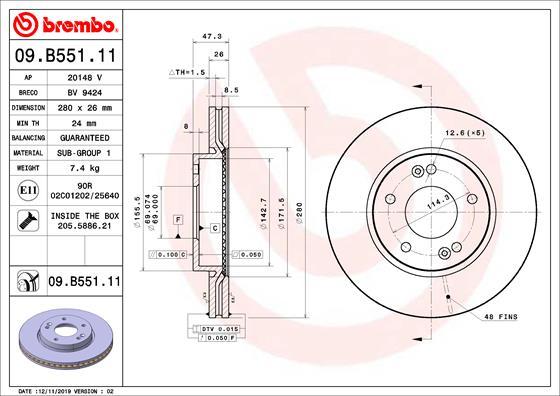 Brembo 09.B551.11 - Discofreno autozon.pro