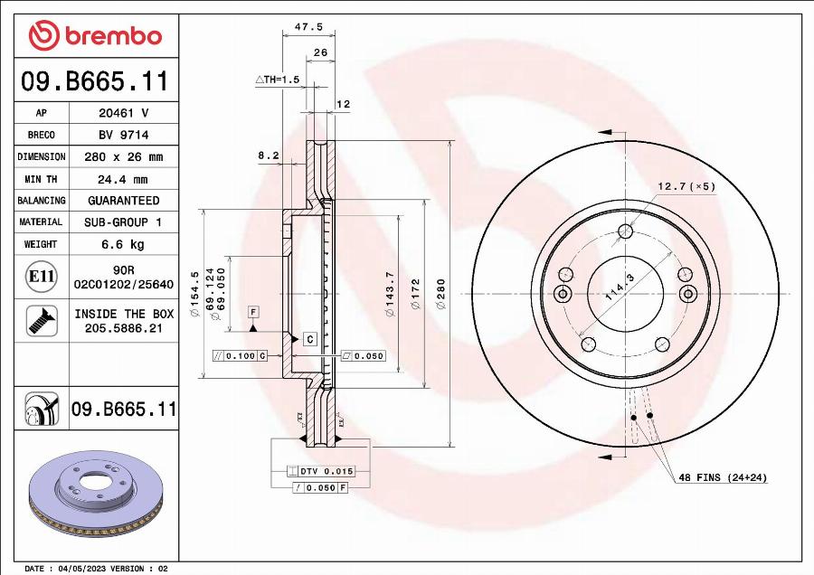 Brembo 09.B665.11 - Discofreno autozon.pro