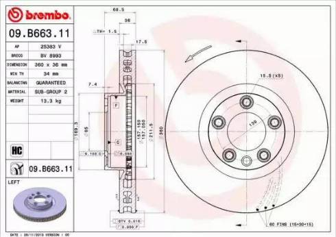 Brembo 09.B663.11 - Discofreno autozon.pro