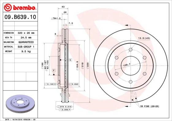 Brembo 09.B639.10 - Discofreno autozon.pro