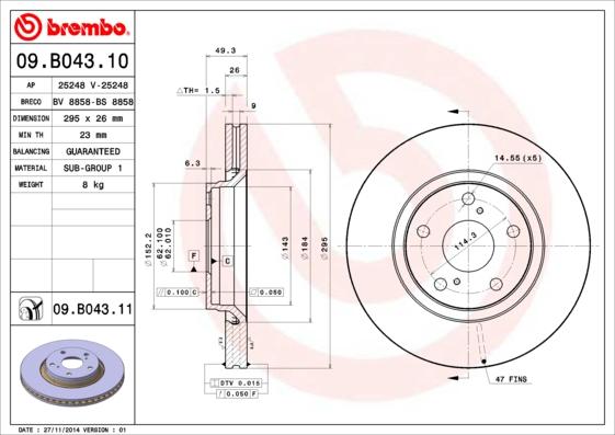 Brembo 09.B043.10 - Discofreno autozon.pro