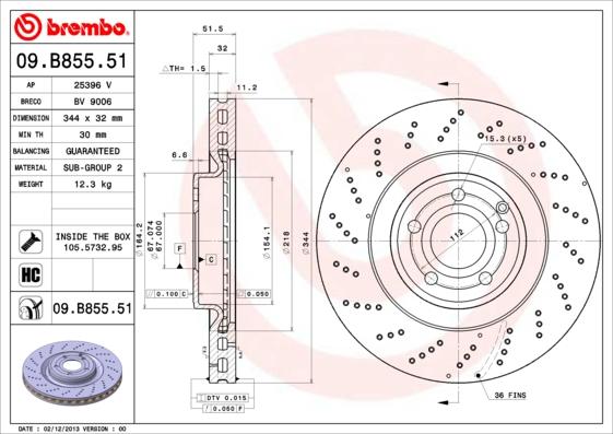 Brembo 09.B855.51 - Discofreno autozon.pro