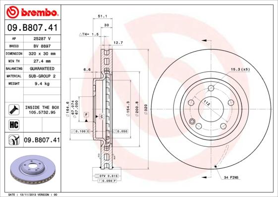 Brembo 09.B807.41 - Discofreno autozon.pro